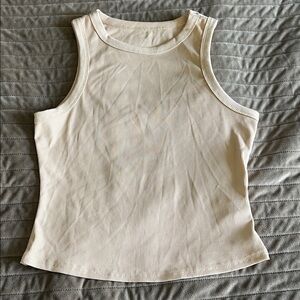 SHEIN Cream Ribbed Tank Top